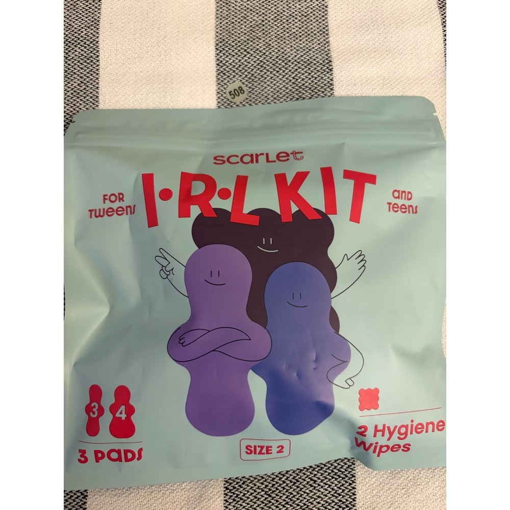 Scarlet IRL Kit Period Care for Tweens and Teens 3 Pads Size 2 and 2 Wipes New
